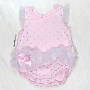 Kyle & Deena pink heart printed tutu bodysuit